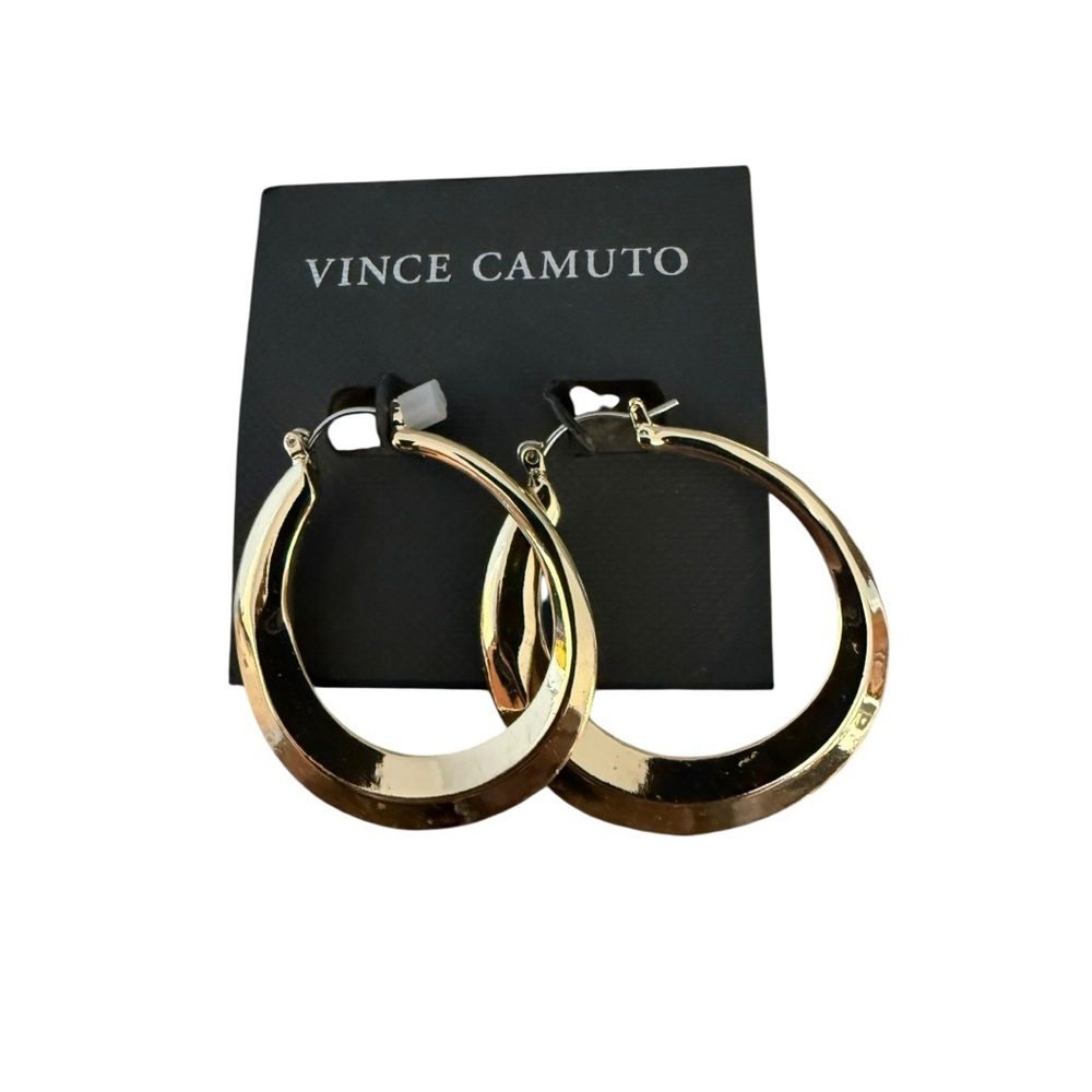 Vince Camuto Shiny Gold Statement Earrings - Picture 2 of 4